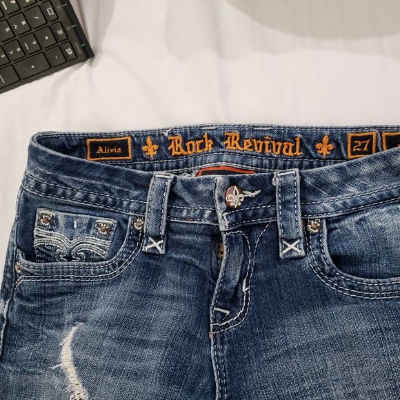 ROCK REVIVAL "ALIVIA" Straight Leg Jeans size 27 - Picture 6 of 6